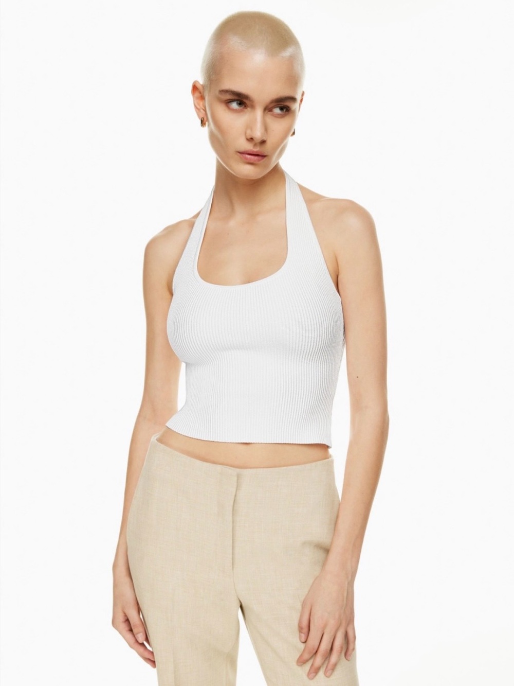 Aritzia Babaton Sculpt Knit Backless Halter Crop Camisole